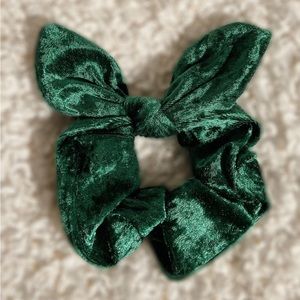 Crushed Velvet Green Christmas Holiday Scrunchies